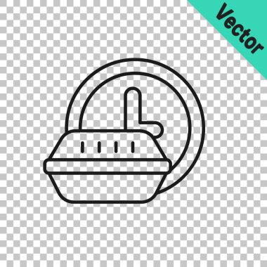 Saati çevreleyen siyah çizgi şeffaf arkaplanda izole edilmiş dağıtım simgesi. Vektör