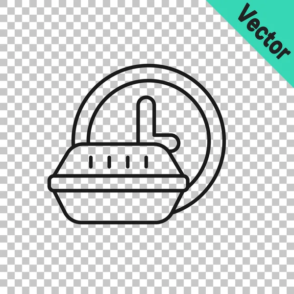 Saati çevreleyen siyah çizgi şeffaf arkaplanda izole edilmiş dağıtım simgesi. Vektör