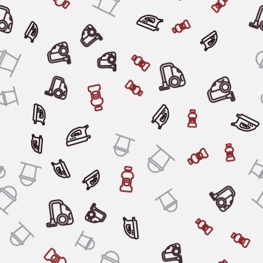 Elektrik hattı, elektrik süpürgesi, elektrikli süpürge, Kova ve Şişe Deterjan için kusursuz desen. Vektör