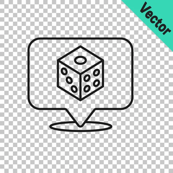 Línea negra Icono de dados de juego aislado sobre fondo transparente. Juego de casino. Vector — Vector de stock