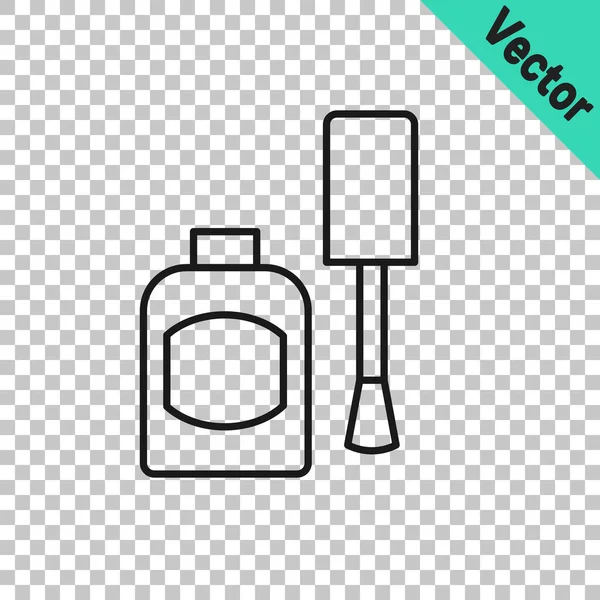 Línea negra Botella de esmalte de uñas icono aislado sobre fondo transparente. Vector — Vector de stock