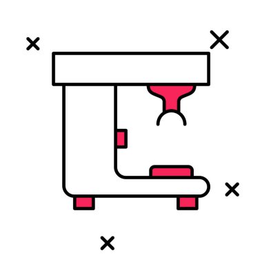 Doldurulmuş kahve makinesi simgesi beyaz arka planda izole edilmiş. Vektör