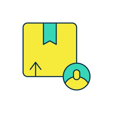 Doldurulmuş karton kutu simgesi beyaz arkaplanda izole edildi. Kutu, paket, paket işareti. Teslimat ve ambalaj. Vektör