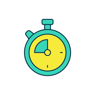 Doldurulmuş Stopwatch simgesi beyaz arkaplanda izole edildi. Zaman göstergesi. Kronometre işareti. Vektör