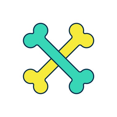 Doldurulmuş çizgili çapraz kemik simgesi beyaz arkaplanda izole edilmiş. Besin sembolü. Mutlu Cadılar Bayramı Partisi. Vektör