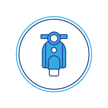 Beyaz arkaplanda izole edilmiş ana hatlı Scooter simgesi. Vektör