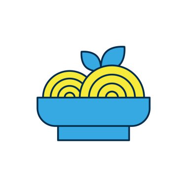 Beyaz arka planda izole edilmiş ana hatlı makarna ikonu. İtalyan restoranı. Vektör