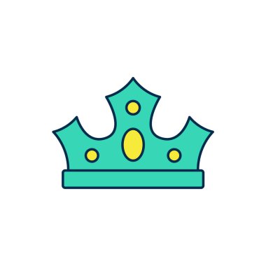 Beyaz arka planda izole edilmiş ana hatları King Crown simgesi. Vektör
