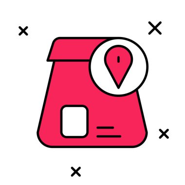 Çevrimiçi sipariş verme ve fast food dağıtım ikonu beyaz arka planda izole edildi. Vektör