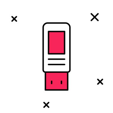 Doldurulmuş USB flash disk simgesi beyaz arkaplanda izole edildi. Vektör