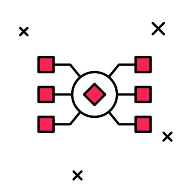 Doldurulmuş Nöral Ağ simgesi beyaz arkaplanda izole edildi. Yapay zeka yapay zekası. Vektör