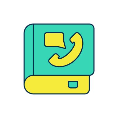 Doldurulmuş telefon rehberi simgesi beyaz arkaplanda izole edildi. Adres defteri. Telefon rehberi. Vektör