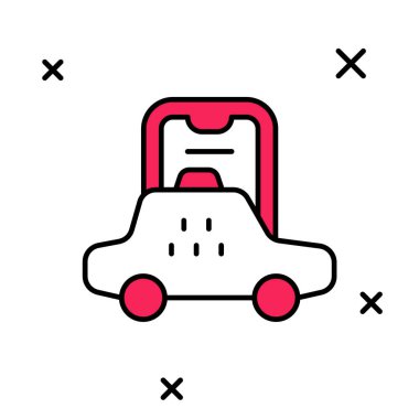 Doldurulmuş Taksi mobil uygulama simgesi beyaz arkaplanda izole edildi. Mobil uygulama taksisi. Vektör