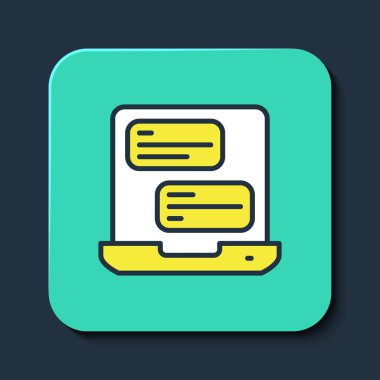 Mavi arkaplanda izole edilmiş ana hatlı Taksi mobil uygulama simgesi. Mobil uygulama taksisi. Turkuaz kare düğme. Vektör