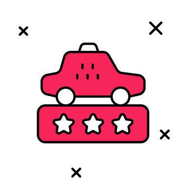 Doldurulmuş Taksi hizmet derecelendirme simgesi beyaz arkaplanda izole edildi. Vektör