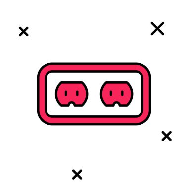 Doldurulmuş elektrik çıkış simgesi beyaz arkaplanda izole edildi. Elektrik prizi. Rosette sembolü. Vektör