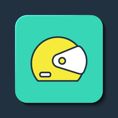 Mavi arkaplanda izole edilmiş ana hatlı yarış başlığı simgesi. Turkuaz kare düğme. Vektör