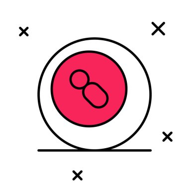 Beyaz zemin üzerinde 8 numaralı ikon bulunan ana hatlı bilardo bilardo topu. Vektör