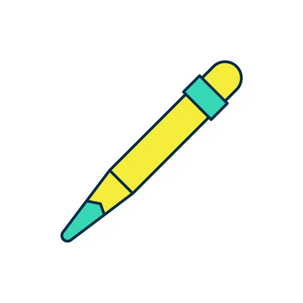 Wypełniony kontur ołówek z ikoną gumki izolowane na białym tle. Narzędzia do rysowania i edukacji. Symbol biura szkolnego. Wektor — Wektor stockowy