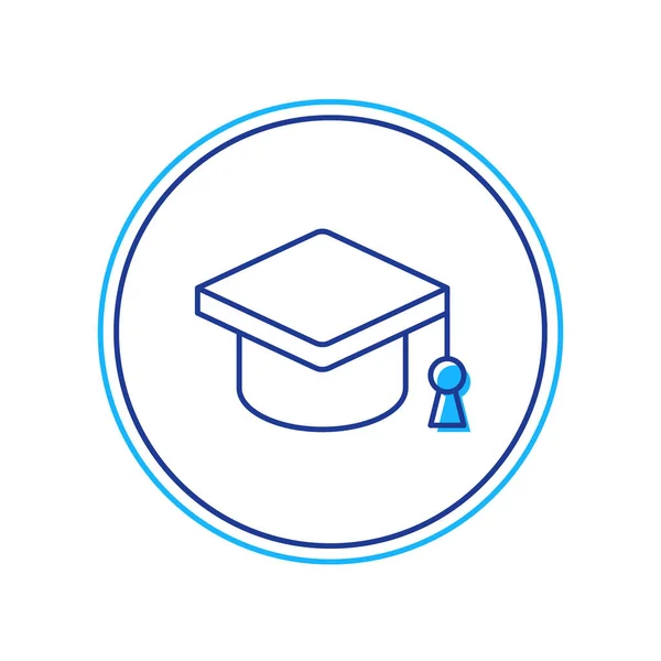 Gevulde omtrek Graduation cap pictogram geïsoleerd op witte achtergrond. Afstudeerhoed met kwastje icoon. Vector — Stockvector