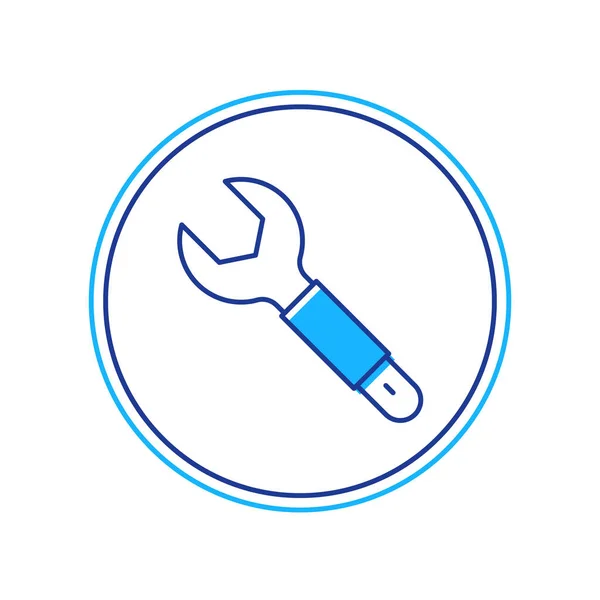 Gevulde omtrek Wrench moersleutel pictogram geïsoleerd op witte achtergrond. Spanner reparatie tool. symbool van het servicewerktuig. Vector — Stockvector