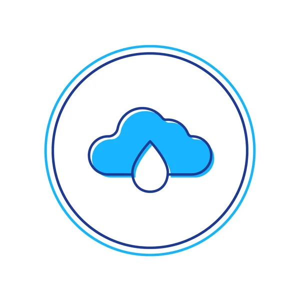 Contour rempli Nuage avec icône de pluie isolé sur fond blanc. Précipitation de nuages de pluie avec gouttes de pluie. Vecteur — Image vectorielle