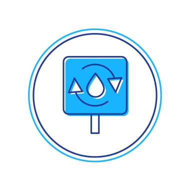 Doldurulmuş ana hatlar temiz su simgesi beyaz arkaplanda izole edildi. İşaret geri dönüşümlü bir damla su. Vektör