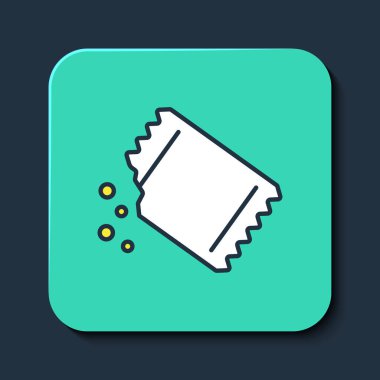 Mavi arka planda izole edilmiş karabiber ikonu ana hatlarıyla doldurulmuş. Turkuaz kare düğme. Vektör