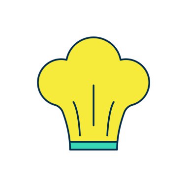 Doldurulmuş Şef şapkası simgesi beyaz arkaplanda izole edildi. Aşçılık sembolü. Aşçı şapkası. Vektör