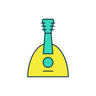 Beyaz arkaplanda izole edilmiş ana hatlı müzikal enstrüman Balalaika simgesi. Vektör