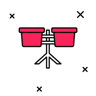 Doldurulmuş Bongo davul simgesi beyaz arkaplanda izole edildi. Müzik aleti sembolü. Vektör