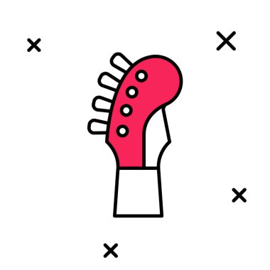 Doldurulmuş Gitar boyun simgesi beyaz arkaplanda izole edilmiş. Akustik gitar. Telli müzik aleti. Vektör