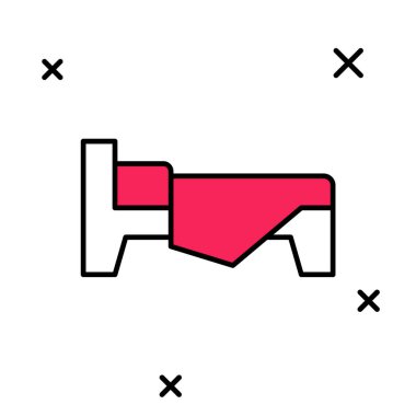 Doldurulmuş yatak simgesi beyaz arkaplanda izole edildi. Vektör