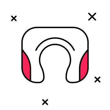 Doldurulmuş seyahat boyun yastığı simgesi beyaz arka planda izole edilmiş. Yastık U şeklinde. Vektör