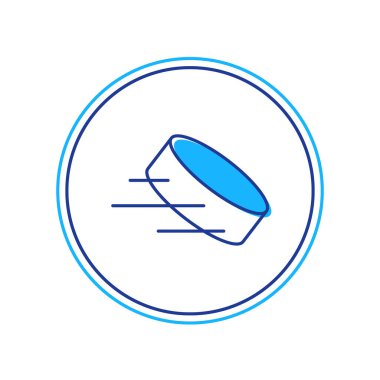 Doldurulmuş ana hatlı Hokey Diski simgesi beyaz arkaplanda izole edildi. Vektör