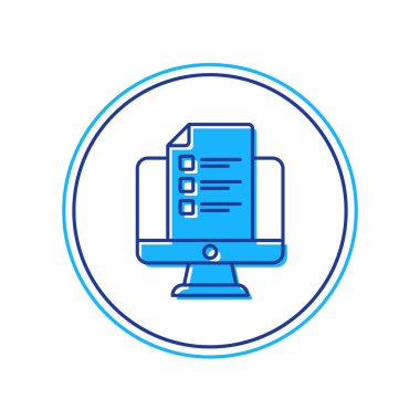 Doldurulmuş Çevrimiçi Sınav, Test, Araştırma veya Kontrol Listesi simgesi beyaz arkaplanda izole edildi. Sınav listesi. E-eğitim konsepti. Vektör