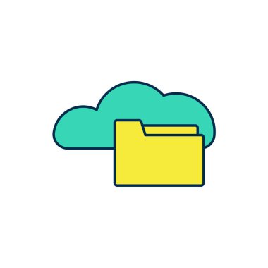 Doldurulmuş ana hat Bulut veya çevrimiçi kütüphane simgesi beyaz arkaplanda izole edildi. İnternet eğitimi ya da uzak mesafe eğitimi. Vektör