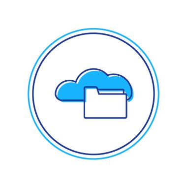 Doldurulmuş ana hat Bulut veya çevrimiçi kütüphane simgesi beyaz arkaplanda izole edildi. İnternet eğitimi ya da uzak mesafe eğitimi. Vektör