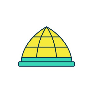 Beyaz arkaplanda izole edilmiş ana hatlı tırmanma ekipmanı ikonu. Çocuk parkı tırmanışı. Vektör