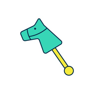 Doldurulmuş oyuncak at simgesi beyaz arkaplanda izole edilmiş. Vektör