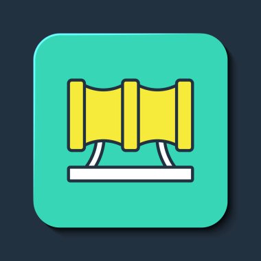 Kid 'in ana hatlı kaydırak borusu simgesi mavi arka planda izole edildi. Turkuaz kare düğme. Vektör