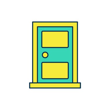 Doldurulmuş dış hat kapalı kapı simgesi beyaz arkaplanda izole edildi. Vektör