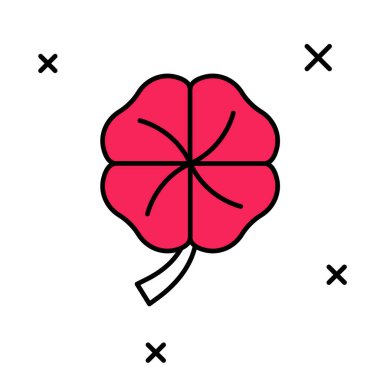 Dört yapraklı yonca simgesi beyaz arkaplanda izole edildi. Aziz Patrick gününüz kutlu olsun. Ulusal İrlanda bayramı. Vektör