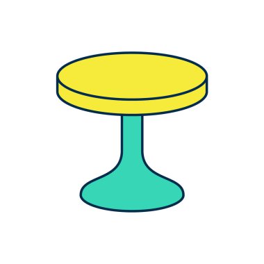 Doldurulmuş yuvarlak masa simgesi beyaz arkaplanda izole edildi. Vektör