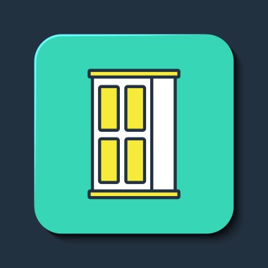 Doldurulmuş Gardırop simgesi mavi arkaplanda izole edildi. Dolap tabelası. Turkuaz kare düğme. Vektör