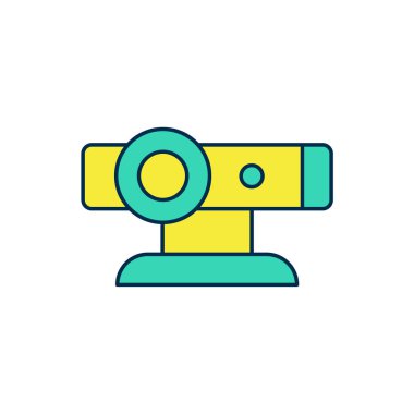 Doldurulmuş web kamera simgesi beyaz arkaplanda izole edildi. Sohbet kamerası. Web kamerası simgesi. Vektör