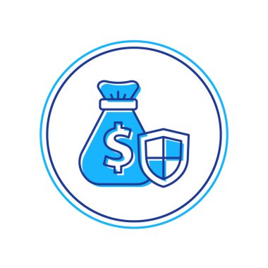 Taslak para çantasında beyaz arka planda izole edilmiş kalkan simgesi var. Sigorta konsepti. Güvenlik, güvenlik, koruma, konsept koruma. Vektör