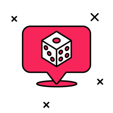 Doldurulmuş oyun zar simgesi beyaz arkaplanda izole edildi. Kumarhane kumarı. Vektör