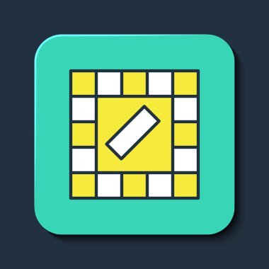 Doldurulan ana hat oyun simgesi mavi arkaplanda izole edildi. Turkuaz kare düğme. Vektör