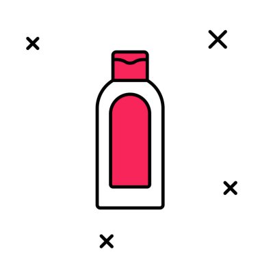 Beyaz arka planda izole edilmiş şampuan ikonu ana hatlarıyla dolu. Vektör